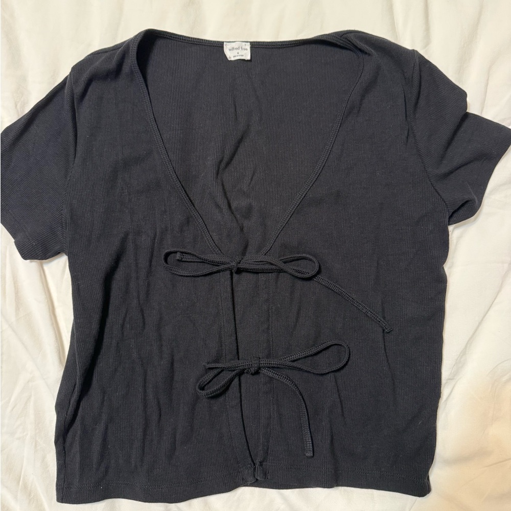 Wilfred Black Tie-Front Black Top